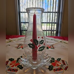 Vintage Indiana Glass Holiday Classics 3-Piece Candle Lamp Winter Christmas